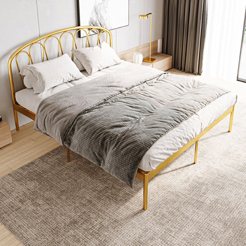 Glam Open-Frame Bed with Arched Headboard, 48" Tall Metal Bed Gold Clearhalo 'Bedroom Furniture' 'Beds' 'furn' 'furn_beds' 'Furniture' 5861232