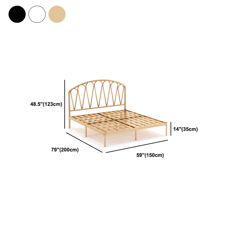 Glam Open-Frame Bed with Arched Headboard, 48" Tall Metal Bed Clearhalo 'Bedroom Furniture' 'Beds' 'furn' 'furn_beds' 'Furniture' 5861237