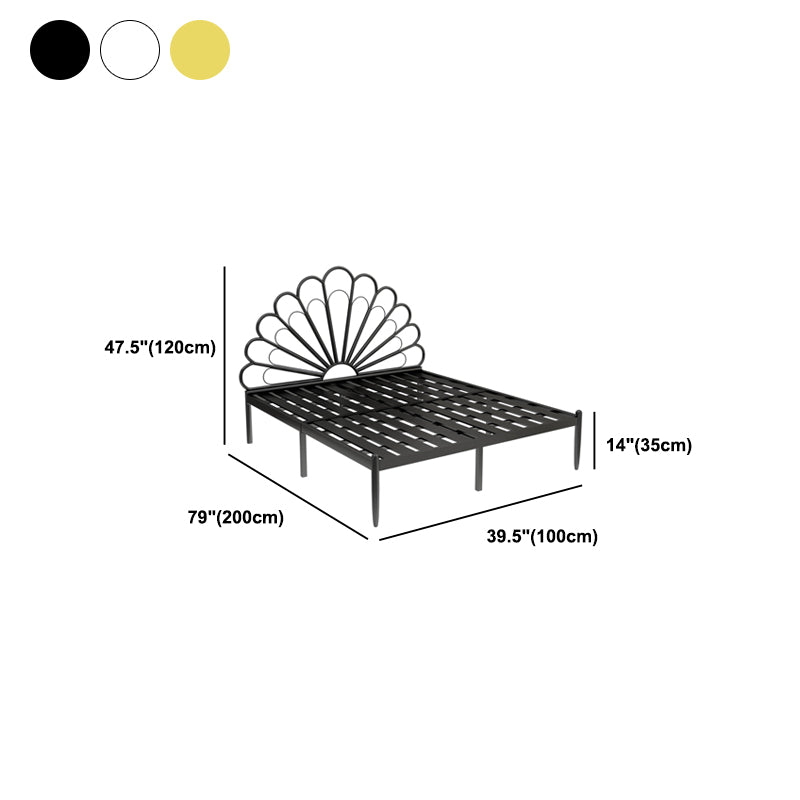 47" Tall Open-Frame Bed Glam Metal Standard Bed with Camelback Headboard