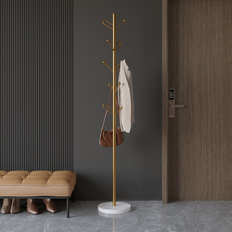 Glam Coat Rack Metal No Distressing Free Standing Entry Hall Tree Gold-White Clearhalo 'Entry & Mudroom Furniture' 'furn' 'furn_hall_tree_coat_racks' 'Furniture' 'Hall Trees & Coat Racks' 'hall_tree_coat_racks' 5861305
