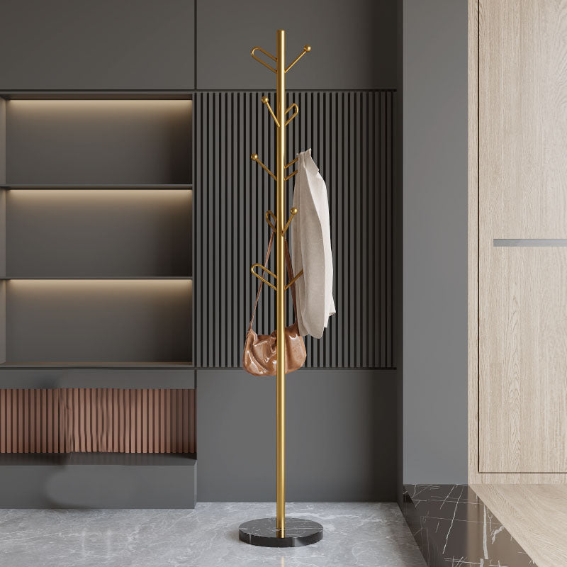 Glam Coat Rack Metal No Distressing Free Standing Entry Hall Tree Gold-Black Clearhalo 'Entry & Mudroom Furniture' 'furn' 'furn_hall_tree_coat_racks' 'Furniture' 'Hall Trees & Coat Racks' 'hall_tree_coat_racks' 5861307