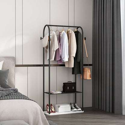 Gorgeous Coat Rack Metal Hall Stand Hooks Storage Shelf Coat Hanger 31.5"L x 11.8"W x 66.9"H Black 1 Clearhalo 'Entry & Mudroom Furniture' 'furn' 'furn_hall_tree_coat_racks' 'Furniture' 'Hall Trees & Coat Racks' 'hall_tree_coat_racks' 5861831