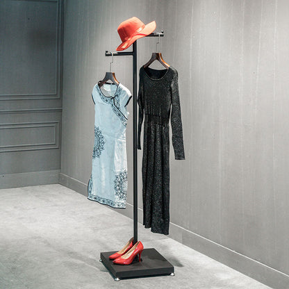 Industrial Metal Coat Hanger Hall Stand Hooks Free Standing Entryway Kit Hall Tree Black Clearhalo 'Entry & Mudroom Furniture' 'furn' 'furn_hall_tree_coat_racks' 'Furniture' 'Hall Trees & Coat Racks' 'hall_tree_coat_racks' 5862094