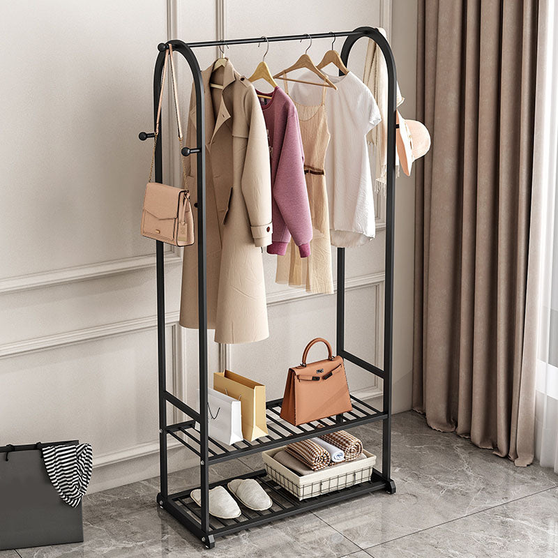 Modern Coat Hanger Storage Shelves Hall Tree Entry Hall Tree with Hooks 31"L x 16"W x 67"H Black Clearhalo 'Entry & Mudroom Furniture' 'furn' 'furn_hall_tree_coat_racks' 'Furniture' 'Hall Trees & Coat Racks' 'hall_tree_coat_racks' 5862158