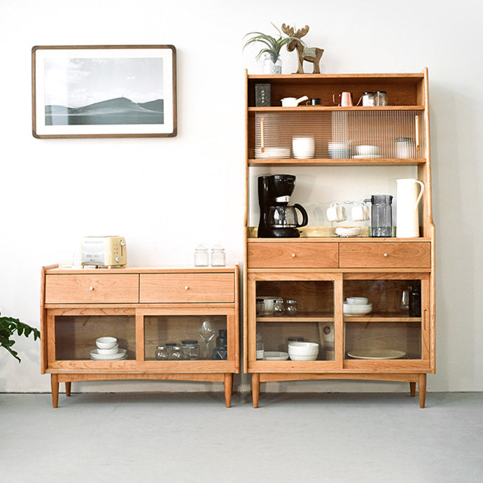 Glam -stijl kast dennen 2 lade 4 deuren keuken dressing voor eetkamer