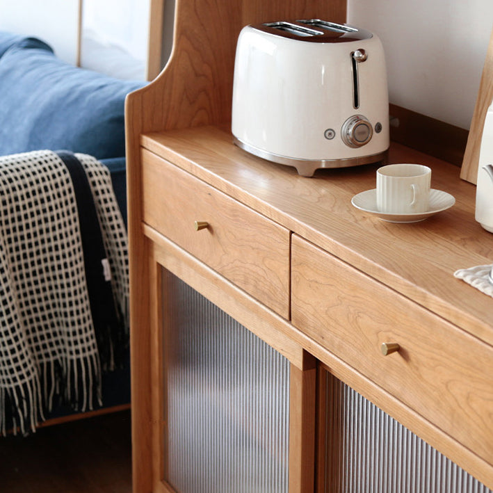 Glam -stijl kast dennen 2 lade 4 deuren keuken dressing voor eetkamer