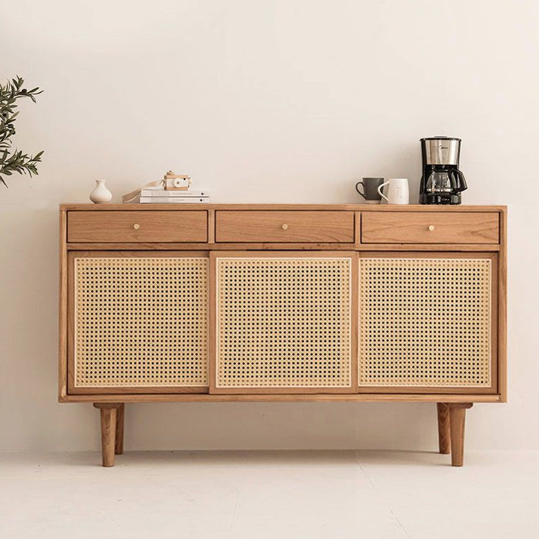 Rattan Doors Cupboard Glam Style Wood Kitchen Sideboard for Dining Room Clearhalo 'buffet_sideboard' 'Buffets & Sideboards' 'furn' 'furn_buffet_sideboard' 'Furniture' 'Kitchen & Dining Furniture' 5862253