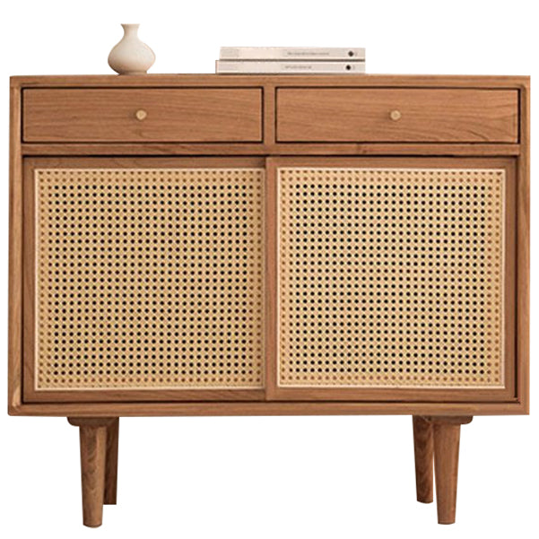 Rattan Doors Cupboard Glam Style Wood Kitchen Sideboard for Dining Room 35"L x 13"W x 31"H Clearhalo 'buffet_sideboard' 'Buffets & Sideboards' 'furn' 'furn_buffet_sideboard' 'Furniture' 'Kitchen & Dining Furniture' 5862255