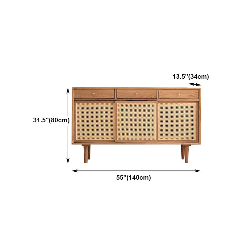 Rattan Doors Cupboard Glam Style Wood Kitchen Sideboard for Dining Room Clearhalo 'buffet_sideboard' 'Buffets & Sideboards' 'furn' 'furn_buffet_sideboard' 'Furniture' 'Kitchen & Dining Furniture' 5862260