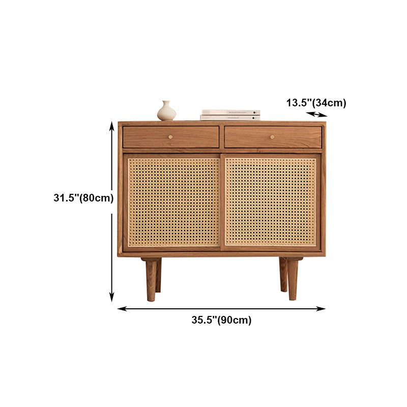 Rattan Doors Cupboard Glam Style Wood Kitchen Sideboard for Dining Room Clearhalo 'buffet_sideboard' 'Buffets & Sideboards' 'furn' 'furn_buffet_sideboard' 'Furniture' 'Kitchen & Dining Furniture' 5862262