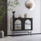Glass Door Iron Sideboard Glam Server Cabinet with Storage for Living Room Black Clearhalo 'buffet_sideboard' 'Buffets & Sideboards' 'furn' 'furn_buffet_sideboard' 'Furniture' 'Kitchen & Dining Furniture' 5862278