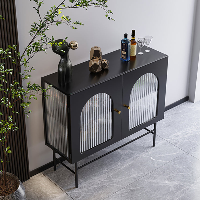 Glass Door Iron Sideboard Glam Server Cabinet with Storage for Living Room Clearhalo 'buffet_sideboard' 'Buffets & Sideboards' 'furn' 'furn_buffet_sideboard' 'Furniture' 'Kitchen & Dining Furniture' 5862280