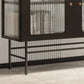 Glass Door Iron Sideboard Glam Server Cabinet with Storage for Living Room Clearhalo 'buffet_sideboard' 'Buffets & Sideboards' 'furn' 'furn_buffet_sideboard' 'Furniture' 'Kitchen & Dining Furniture' 5862284