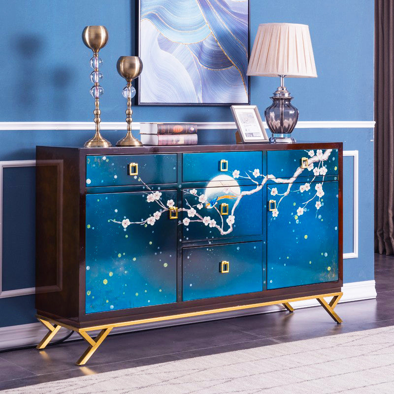 Glam Birch Birch Sideboard Credenza per scaffalature regolabili con cassetto per soggiorno