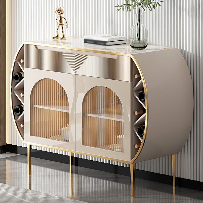 Sideboard in legno ingegnerizzato a 2 cassetto credenza in pietra bianca glam con lampada per soggiorno