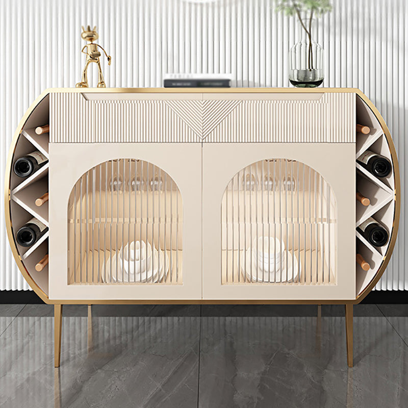 Sideboard in legno ingegnerizzato a 2 cassetto credenza in pietra bianca glam con lampada per soggiorno