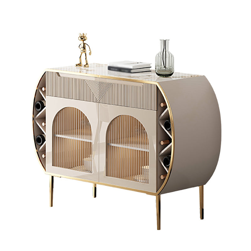 Sideboard in legno ingegnerizzato a 2 cassetto credenza in pietra bianca glam con lampada per soggiorno