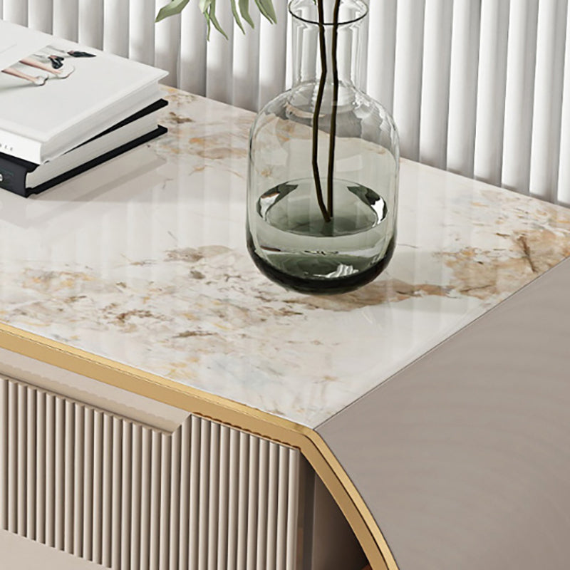Sideboard in legno ingegnerizzato a 2 cassetto credenza in pietra bianca glam con lampada per soggiorno