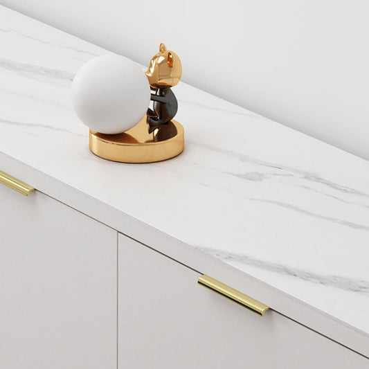 Credenza a scaffalatura regolabile in legno bianco da 3 cassetti con pietra per soggiorno per soggiorno