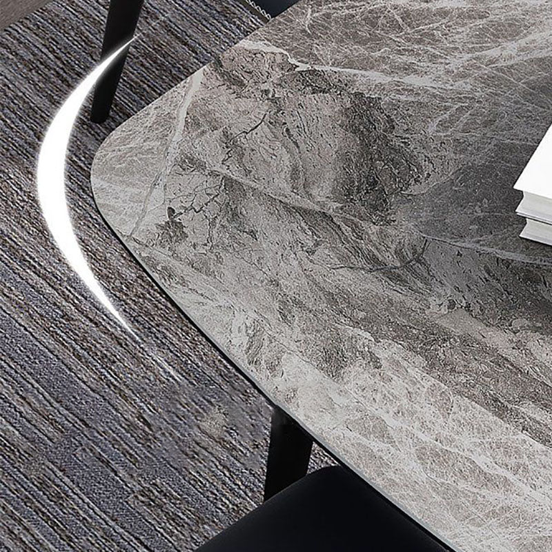 Stone Rectangle Industrial Table Standard Height Dining Room Table with 4 Legs Clearhalo 'Dining Tables & Seating' 'Dining Tables' 'dining_table' 'furn' 'furn_dining_table' 'Furniture' 'Kitchen & Dining Furniture' 5862483