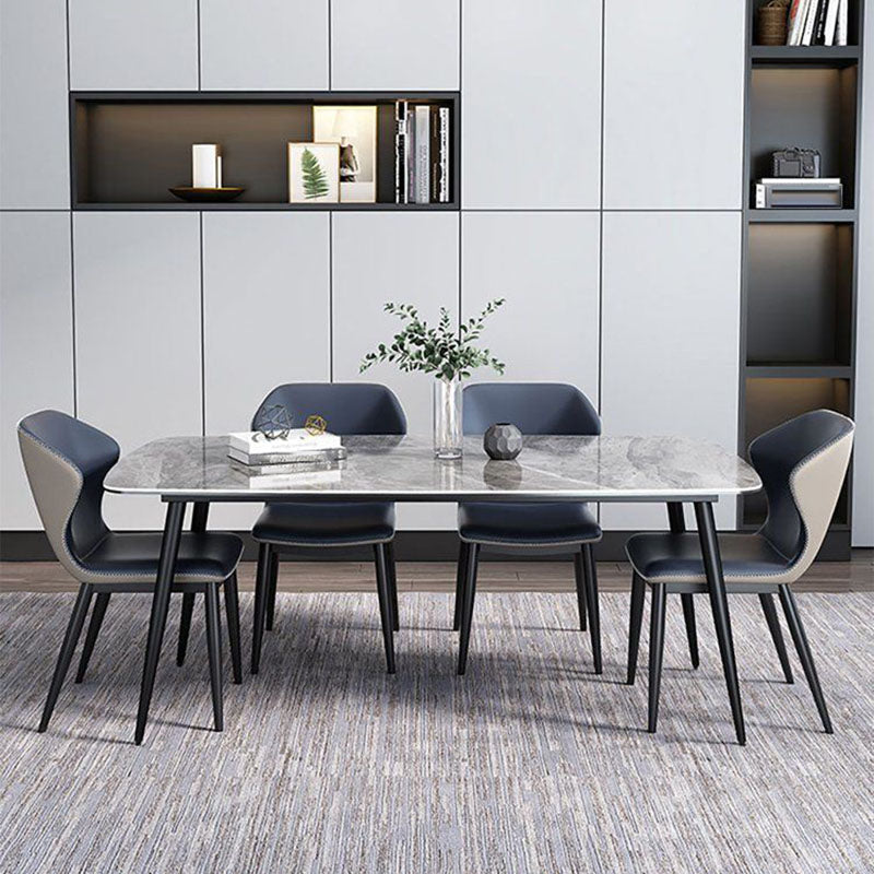 Stone Rectangle Industrial Table Standard Height Dining Room Table with 4 Legs Clearhalo 'Dining Tables & Seating' 'Dining Tables' 'dining_table' 'furn' 'furn_dining_table' 'Furniture' 'Kitchen & Dining Furniture' 5862484