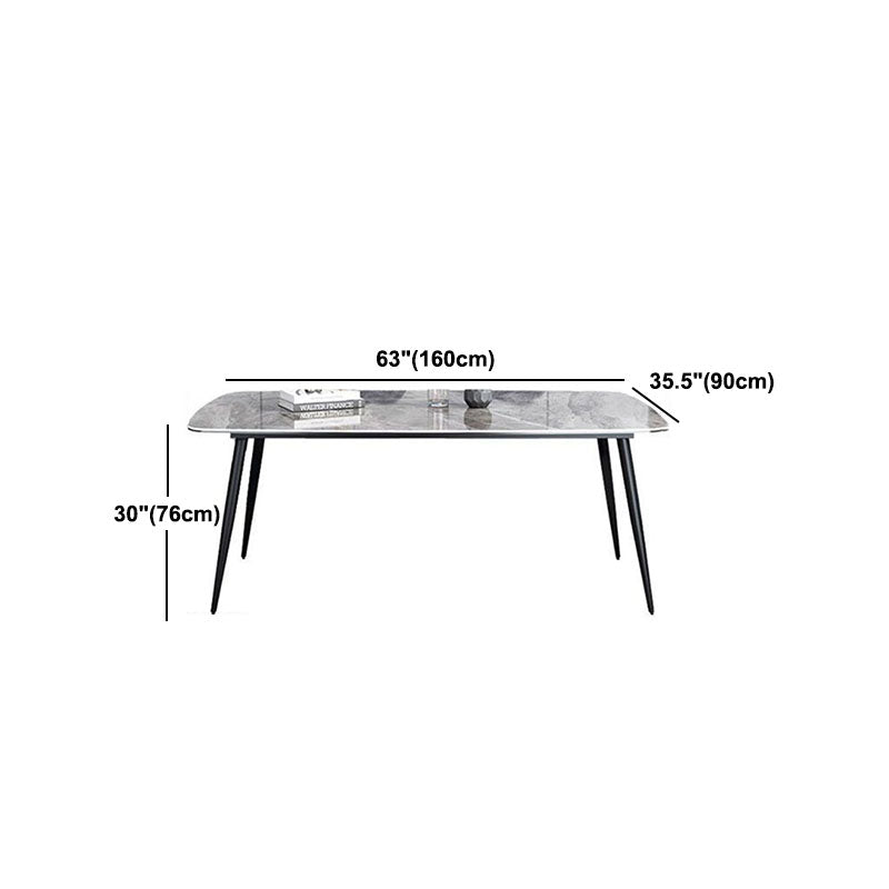 Stone Rectangle Industrial Table Standard Height Dining Room Table with 4 Legs Clearhalo 'Dining Tables & Seating' 'Dining Tables' 'dining_table' 'furn' 'furn_dining_table' 'Furniture' 'Kitchen & Dining Furniture' 5862489