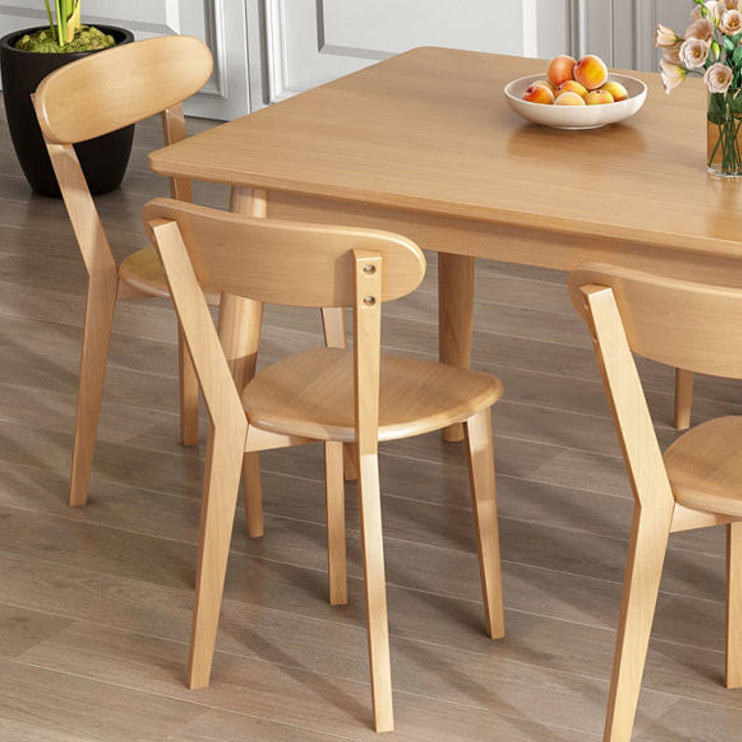 Rectangle Dining Site Table Rubberwood Solid Wood Furniture with 4 Legs