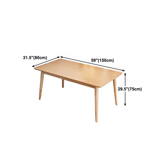 Rectangle Dining Site Table Rubberwood Solid Wood Furniture with 4 Legs