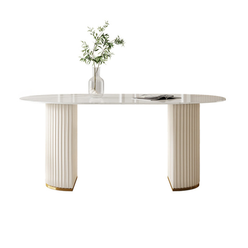 Traditional Luxury Dining Table White Stone Oval Dining Table for Kitchen Clearhalo 'Dining Tables & Seating' 'Dining Tables' 'dining_table' 'furn' 'furn_dining_table' 'Furniture' 'Kitchen & Dining Furniture' 5862534