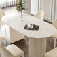 Traditional Luxury Dining Table White Stone Oval Dining Table for Kitchen
