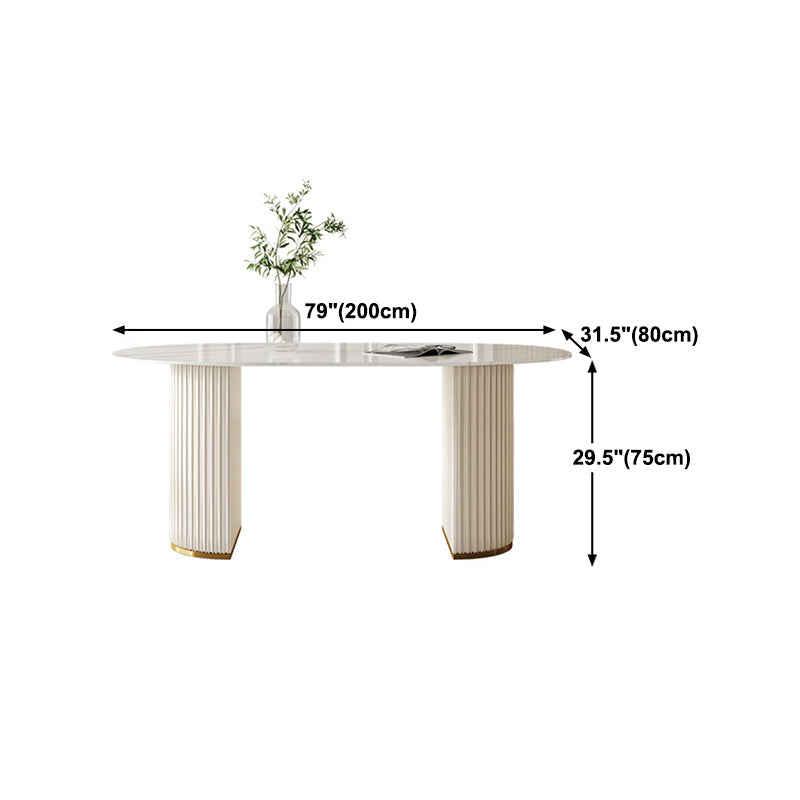 Traditional Luxury Dining Table White Stone Oval Dining Table for Kitchen Clearhalo 'Dining Tables & Seating' 'Dining Tables' 'dining_table' 'furn' 'furn_dining_table' 'Furniture' 'Kitchen & Dining Furniture' 5862543