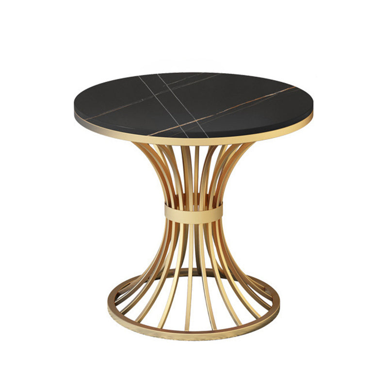 Metal Traditional Luxury Round Table Sintered Stone Indoor Table with Pedestal Base Black Without Chairs Clearhalo 'Dining Tables & Seating' 'Dining Tables' 'dining_table' 'furn' 'furn_dining_table' 'Furniture' 'Kitchen & Dining Furniture' 5862561