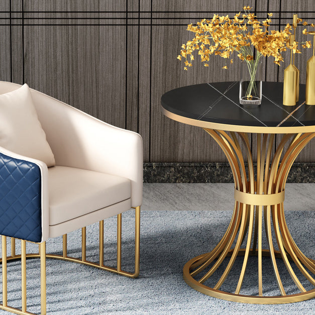 Metal Traditional Luxury Round Table Sintered Stone Indoor Table with Pedestal Base Clearhalo 'Dining Tables & Seating' 'Dining Tables' 'dining_table' 'furn' 'furn_dining_table' 'Furniture' 'Kitchen & Dining Furniture' 5862564