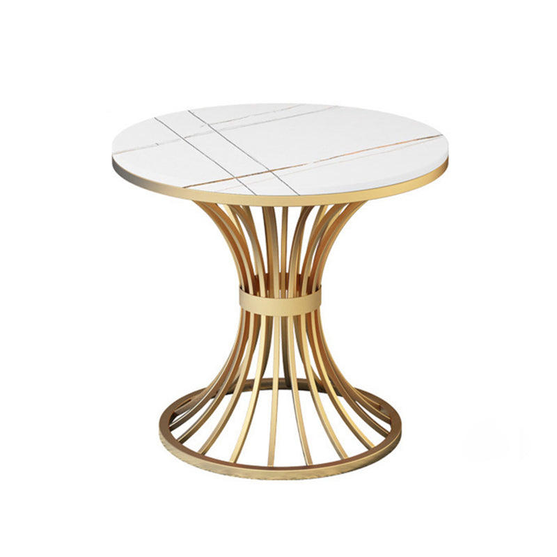 Metal Traditional Luxury Round Table Sintered Stone Indoor Table with Pedestal Base White Without Chairs Clearhalo 'Dining Tables & Seating' 'Dining Tables' 'dining_table' 'furn' 'furn_dining_table' 'Furniture' 'Kitchen & Dining Furniture' 5862565