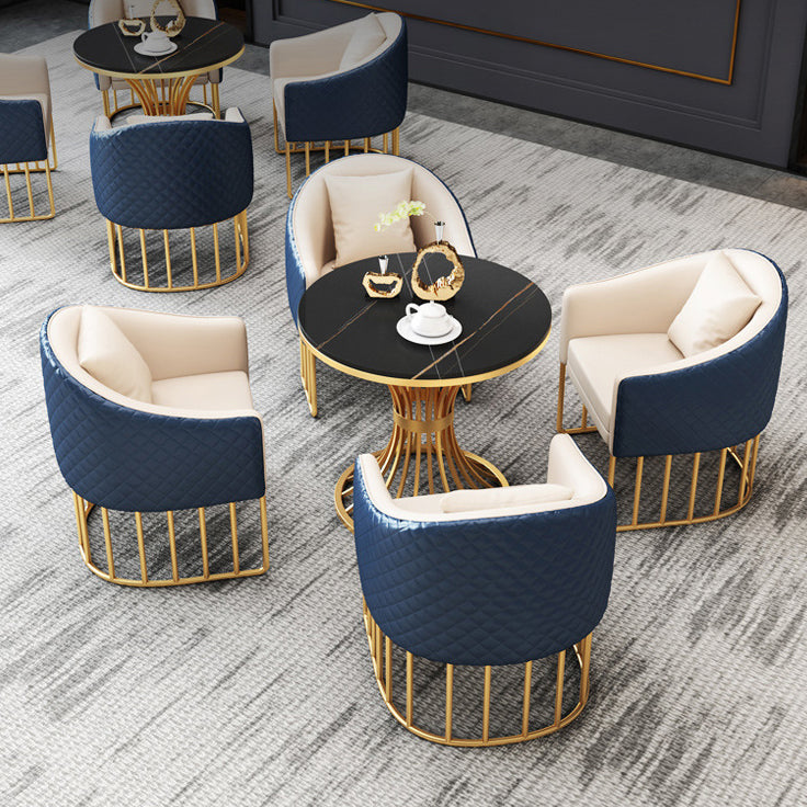 Metal Traditional Luxury Round Table Sintered Stone Indoor Table with Pedestal Base Clearhalo 'Dining Tables & Seating' 'Dining Tables' 'dining_table' 'furn' 'furn_dining_table' 'Furniture' 'Kitchen & Dining Furniture' 5862568