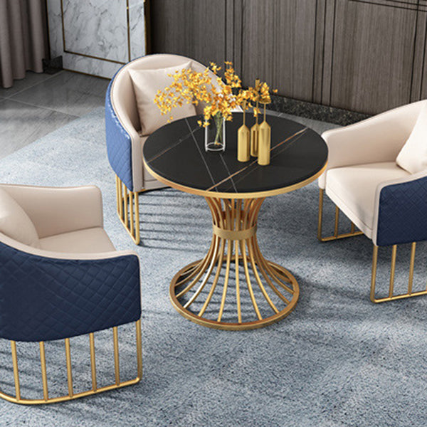 Metal Traditional Luxury Round Table Sintered Stone Indoor Table with Pedestal Base Clearhalo 'Dining Tables & Seating' 'Dining Tables' 'dining_table' 'furn' 'furn_dining_table' 'Furniture' 'Kitchen & Dining Furniture' 5862569