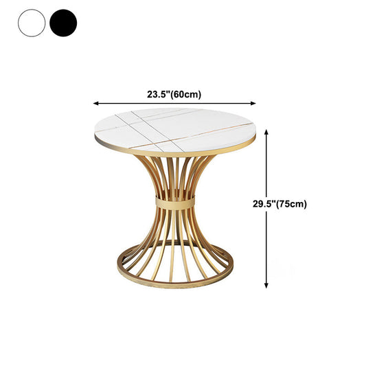 Metal Traditional Luxury Round Table Sintered Stone Indoor Table with Pedestal Base Clearhalo 'Dining Tables & Seating' 'Dining Tables' 'dining_table' 'furn' 'furn_dining_table' 'Furniture' 'Kitchen & Dining Furniture' 5862573