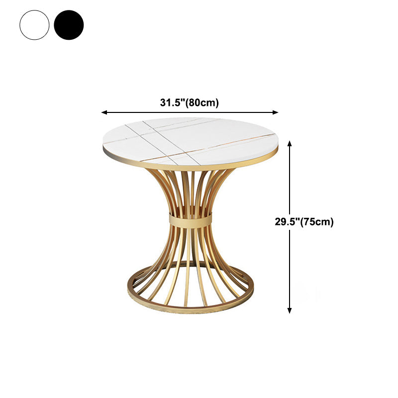 Metal Traditional Luxury Round Table Sintered Stone Indoor Table with Pedestal Base Clearhalo 'Dining Tables & Seating' 'Dining Tables' 'dining_table' 'furn' 'furn_dining_table' 'Furniture' 'Kitchen & Dining Furniture' 5862575
