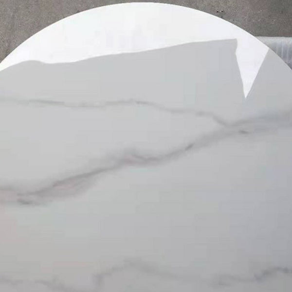 Table ronde de luxe traditionnelle en métal pour salle à manger table en pierre fritrée avec piédestal