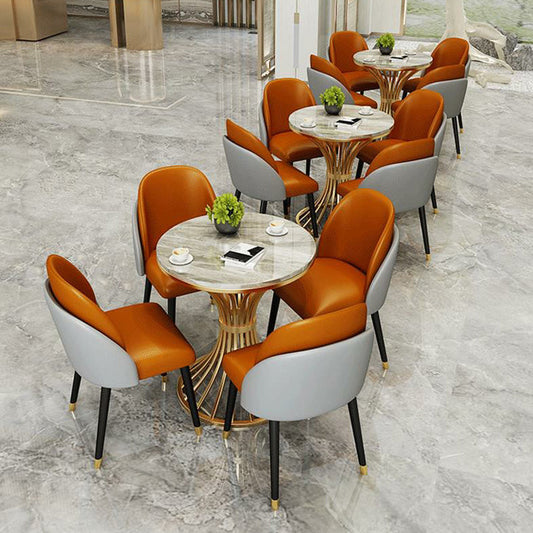 Metal Traditional Luxury Round Table for Dining Room Sintered Stone Table with Pedestal
