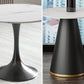 Black Metal Base Traditional Luxury Round Table Sintered Stone Dining Table with Pedestal Clearhalo 'Dining Tables & Seating' 'Dining Tables' 'dining_table' 'furn' 'furn_dining_table' 'Furniture' 'Kitchen & Dining Furniture' 5862629