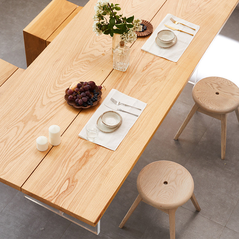 Natural Solid Wood Dining Table Modern Restaurant Furniture with Acrylic Double Pedestal Clearhalo 'Dining Tables & Seating' 'Dining Tables' 'dining_table' 'furn' 'furn_dining_table' 'Furniture' 'Kitchen & Dining Furniture' 5862671