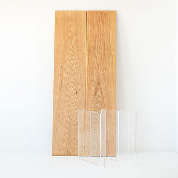 Natural Solid Wood Dining Table Modern Restaurant Furniture with Acrylic Double Pedestal Clearhalo 'Dining Tables & Seating' 'Dining Tables' 'dining_table' 'furn' 'furn_dining_table' 'Furniture' 'Kitchen & Dining Furniture' 5862675