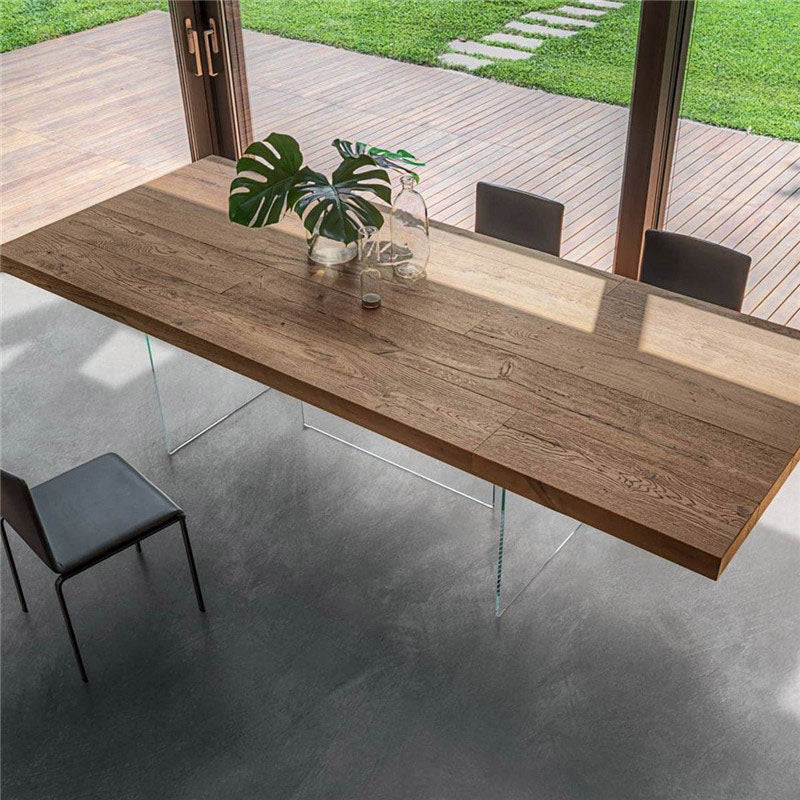Modern Style Dining Table Rectangle Solid Wood Table for Home Kitchen