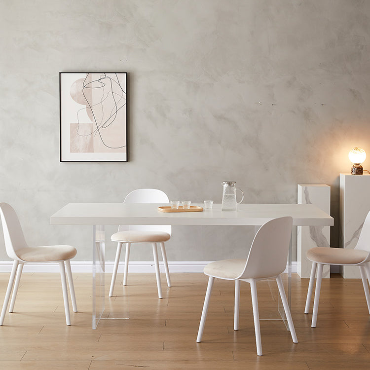 Tavolo da cucina moderno per la sala da pranzo bianca Acrilico a doppio piede fisso