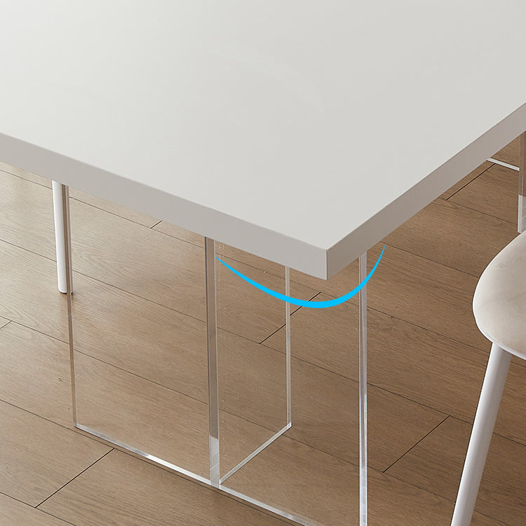 Tavolo da cucina moderno per la sala da pranzo bianca Acrilico a doppio piede fisso