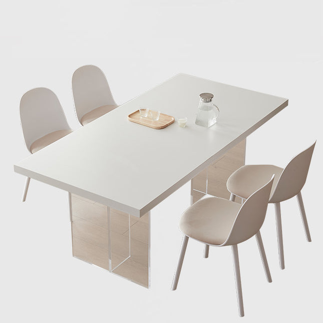 Tavolo da cucina moderno per la sala da pranzo bianca Acrilico a doppio piede fisso