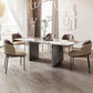 Mesa de comedor de piedra dorada Base gris rectangular mesa moderna