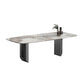 Mesa de comedor de piedra dorada Base gris rectangular mesa moderna