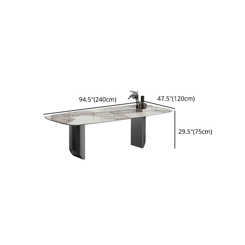 Mesa de comedor de piedra dorada Base gris rectangular mesa moderna